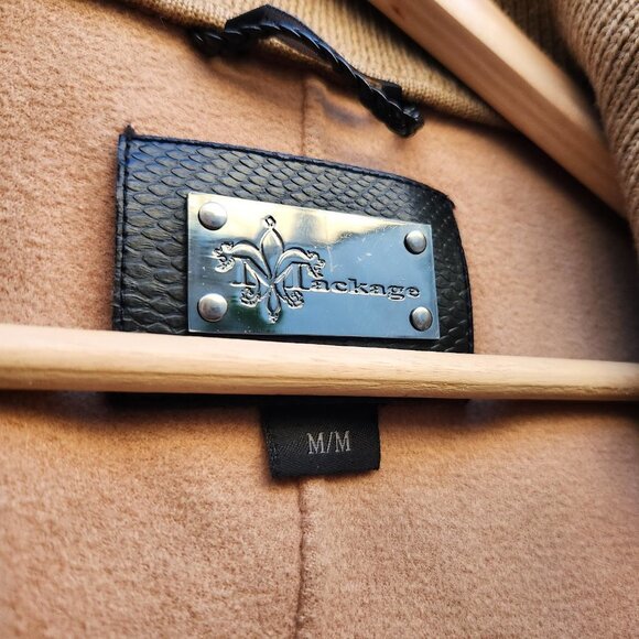 Mackage Camel Brown Tessa Wool Coat Leather Trim - Picture 9 of 11